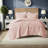 Ultra Plush Twin Polyester Bedding Sets, Embroidered Blush For Home