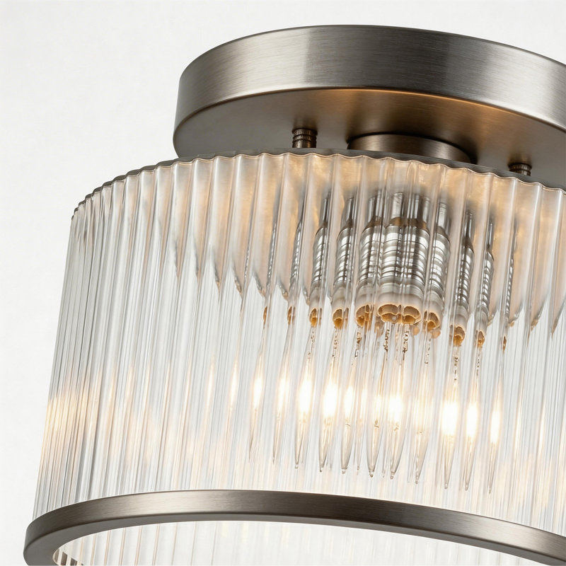 Plafonnier semi-encastré Drum, Nickel