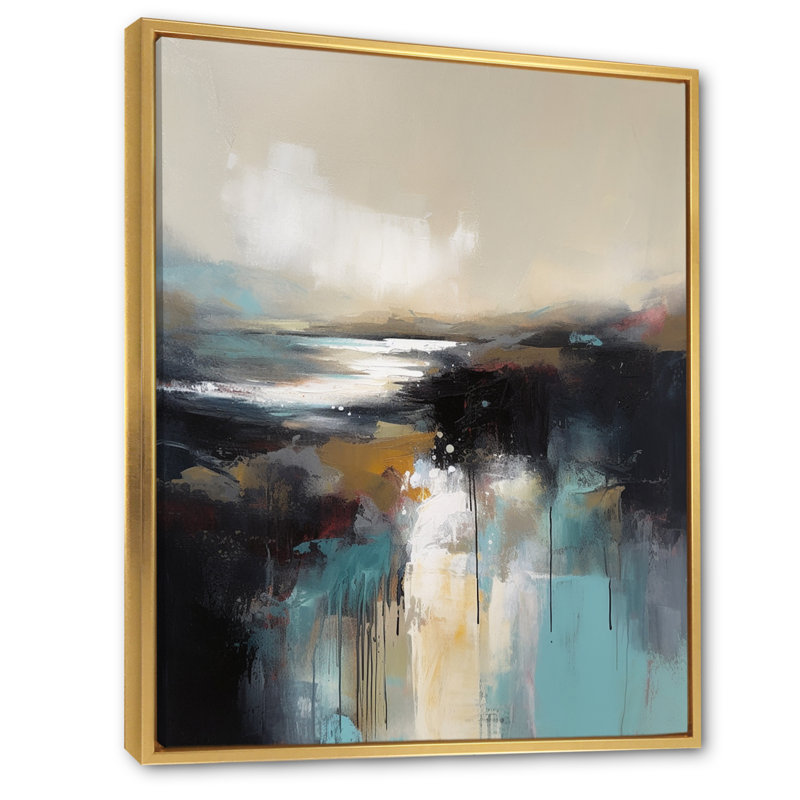 " Serene Waters In Marble II ", 20" H x 12" W x 1" D, Gold Floater Framed