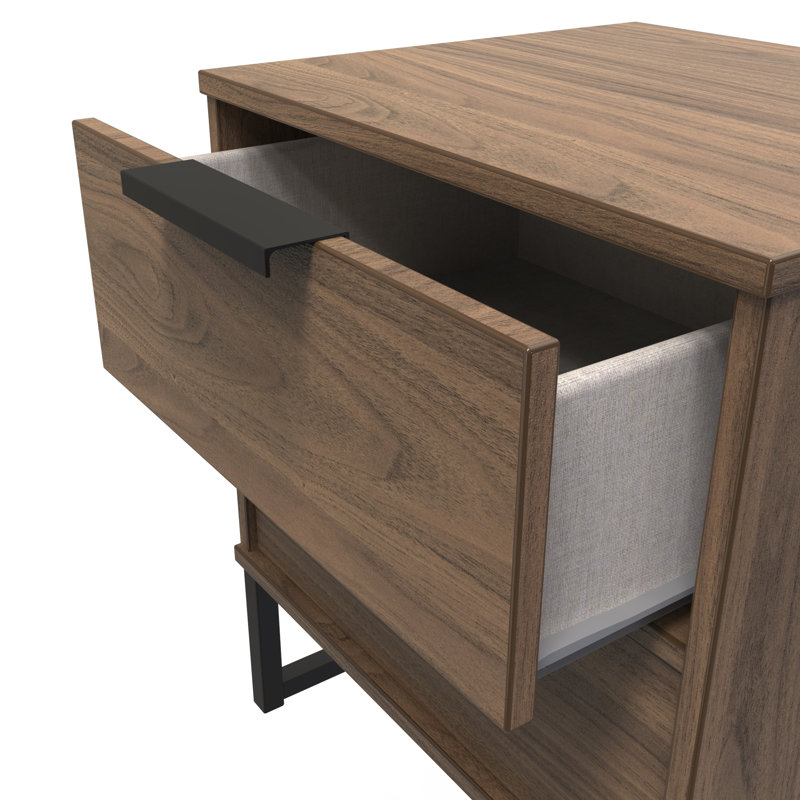 Turah 2 Drawer Bedside Cabinet (Ready Assembled), Carini Walnut