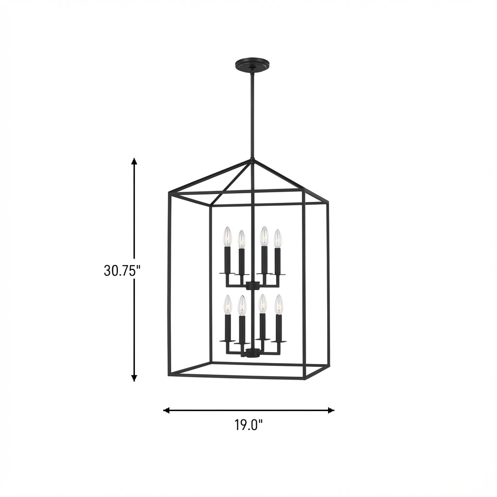 Ellis 8-Light Chandelier, No, Midnight Black, 30.75" H x 19" W x 19" D