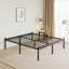 Cadre de lit King Size en métal noir de 45,7 cm de haut, matelas antidérapant, facile à assembler.-967307728-968450921