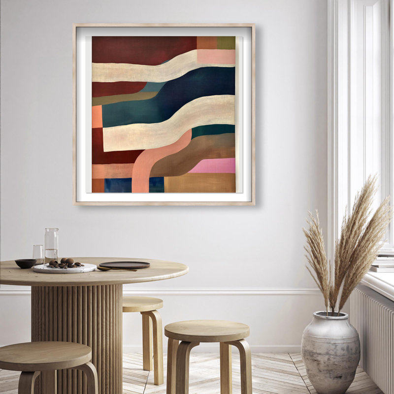 Oliver Gal Desert Glow Abstract - Luxury Shadowbox Framed Wall Art, 42" H x 42" W, Cream