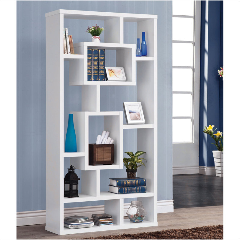 10-Shelf Rectangular Bookcase, White