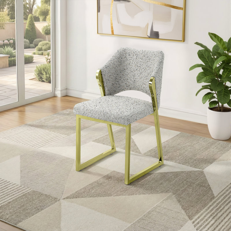 Chaise d'appoint latérale, acier inoxydable doré, sherpa gris doux