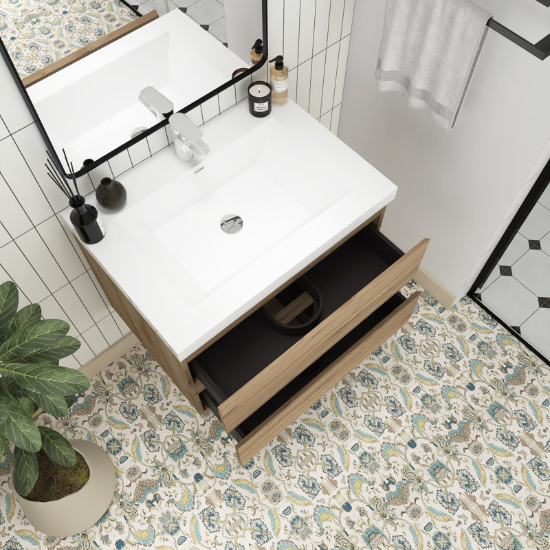 Meuble-lavabo simple avec plateau Gombach, Chêne