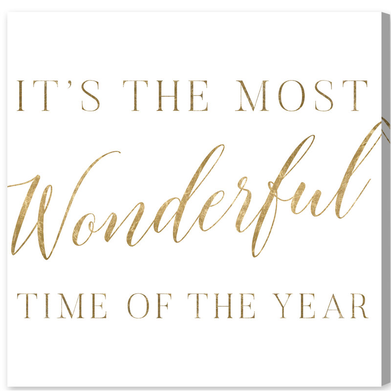 «Wonderful Time Gold», art textuel sur toile tendue, H 40 po x l 40 po, Toile tendue