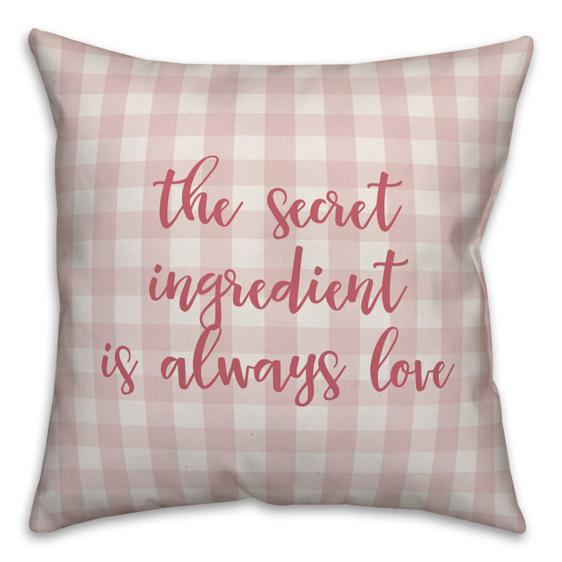  Coussin décoratif The Secret Ingredient is Always Love, Rose, Coussin décoratif