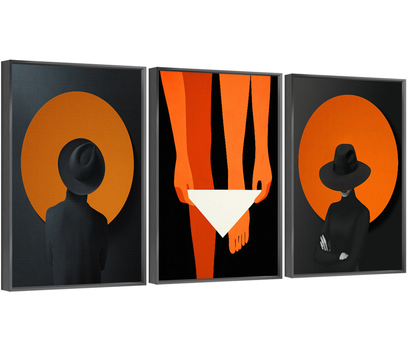 Abstrait aluminium encadré, ensemble de 3 reproductions d'art encadrées sur toile 4, H 16,3 po x l 36,3 po x P 1,65 po, Or