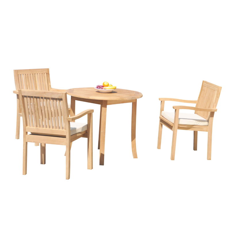 Mashburn 3 - Person Teak Wood Patio Dining Set with Round Table