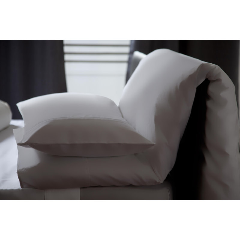 500 TC Premium Polycotton Cotton Blend Solid Colour Duvet Cover Set with Pillowcases Included, Platinum