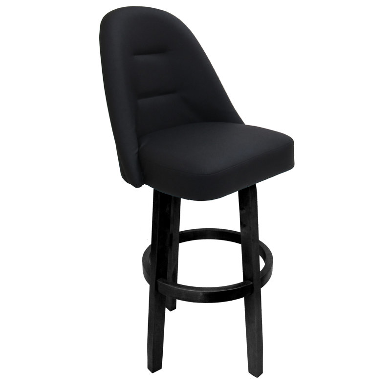 Swivel Upholstered Counter Stool with Solid Wood Frame, Black, Black, Extra Tall (34” Seat Height)