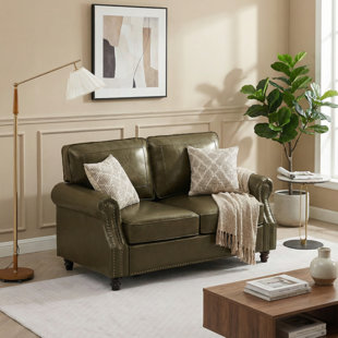 59" Upholstered Loveseat Faux Leather Sofa