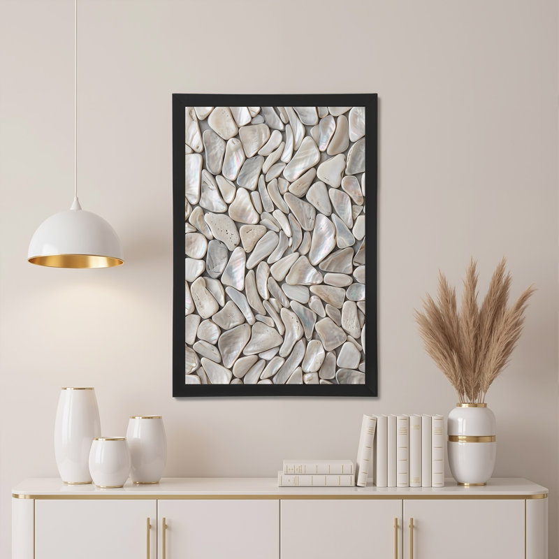 Art mural sur toile mosaïque blanche nacre blanche, 30"H x 20"W