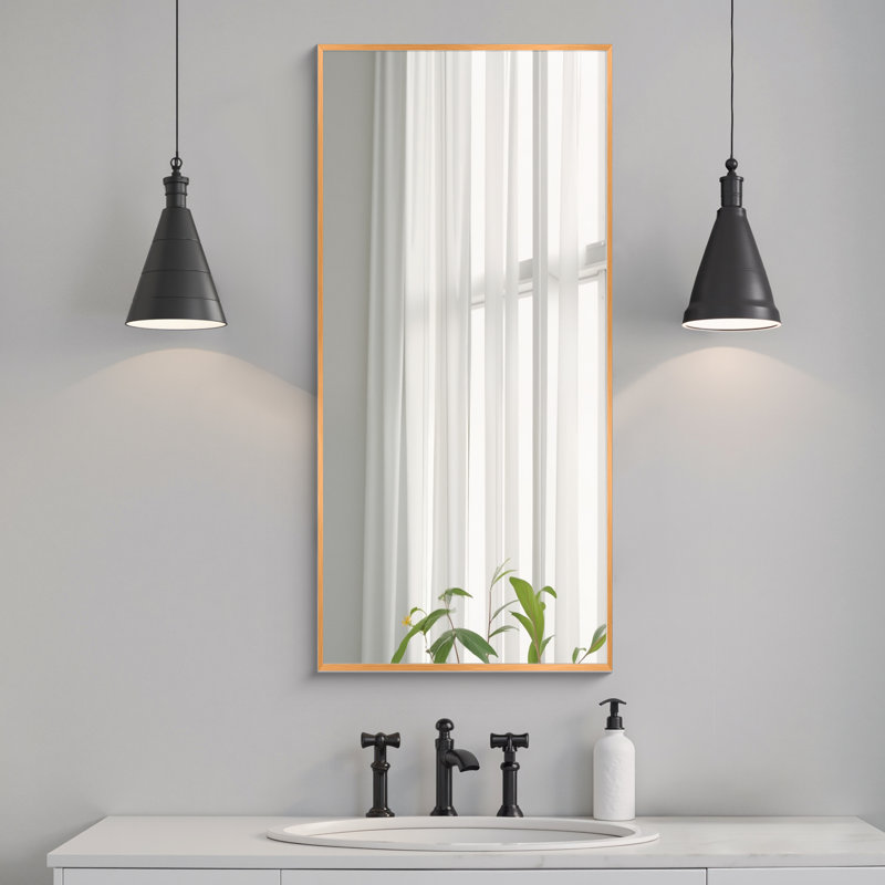 Miroir décoratif de salle de bain H 47 po x l 22 po, 47 po x 22 po, Doré