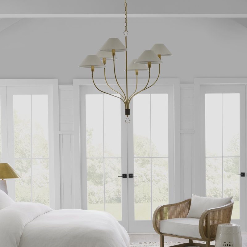 Griffin 6 - Light Chandelier, Hand-Rubbed Antique Brass