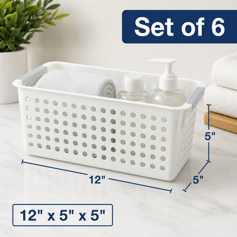 Shelf Organizer Plastic Basket, 6 Pack