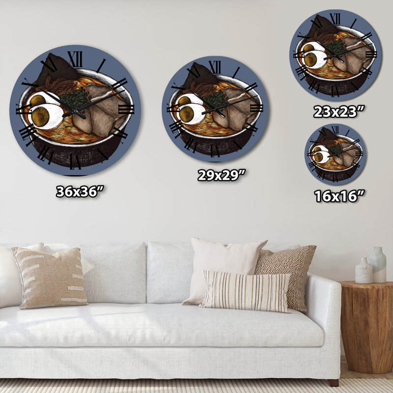 Horloge murale brune Ramen, Surdimensionné