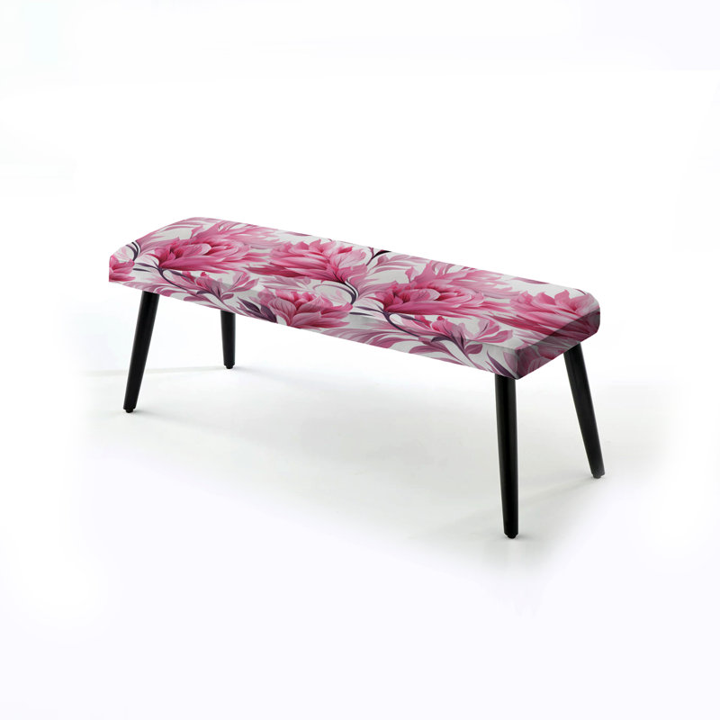 Banc rembourré floral rose Ikat
