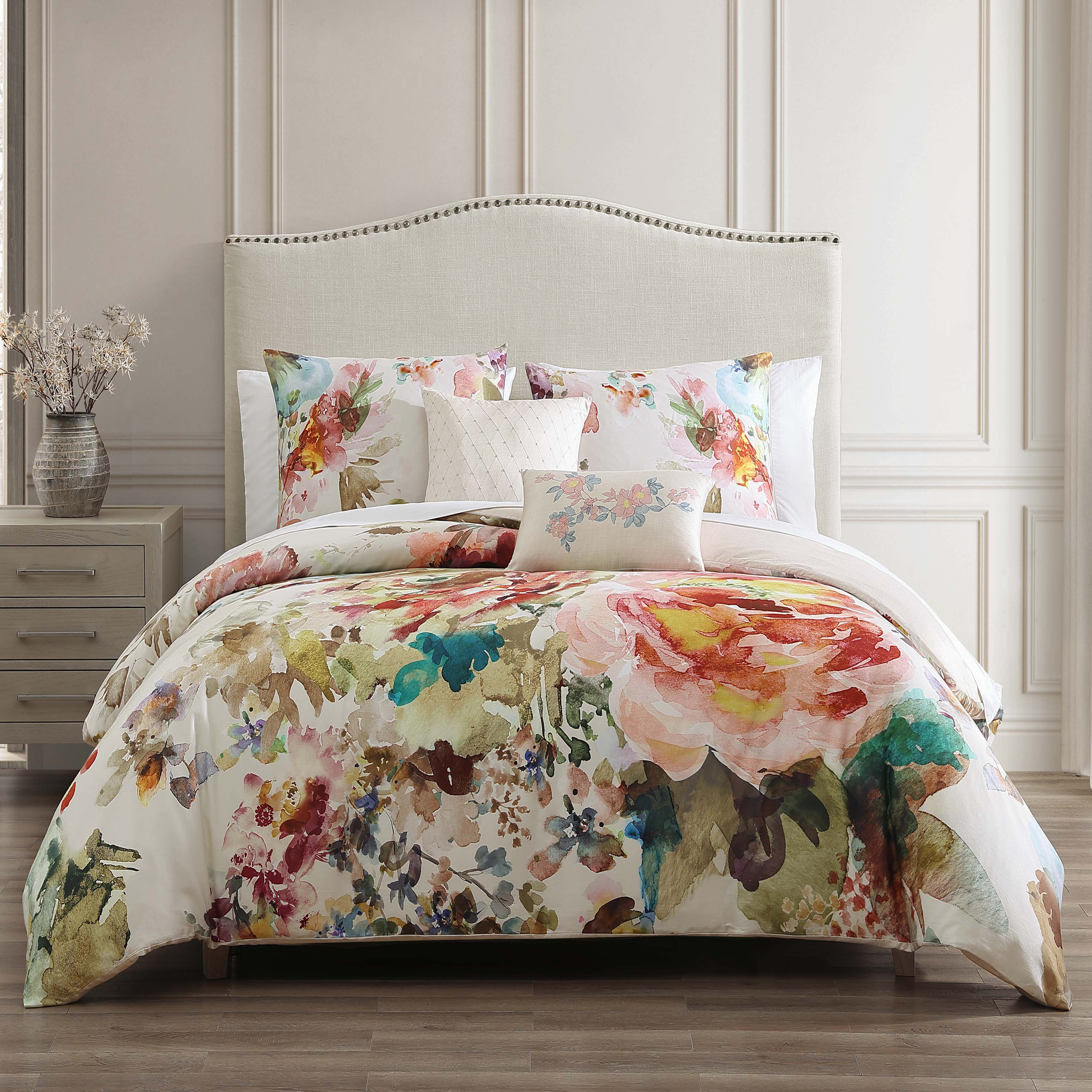 Bebejan Antique Flowers 100 Cotton Sateen 5 Piece Reversible Comforter
