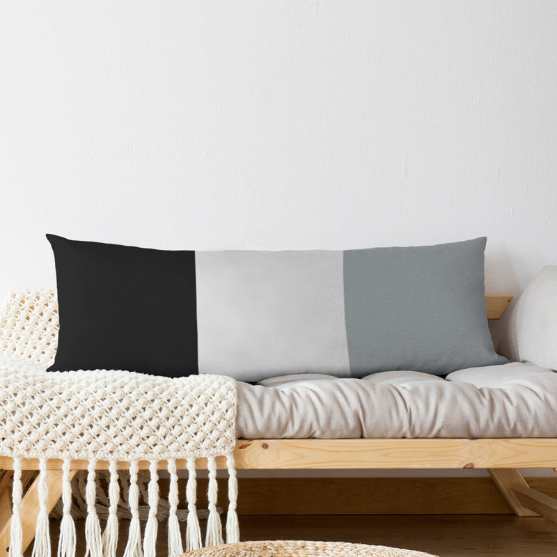 Polyester Medium Pillow, Black/White/Silver