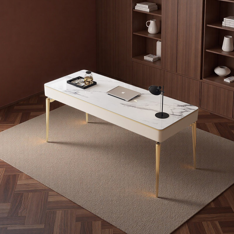 Bureau sécuritaire et réfléchi, Blanc, H 29,92 po x l 55,12 po x P 23,62 po