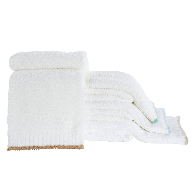 Queen Size Blue and White Knitted Throw Blanket