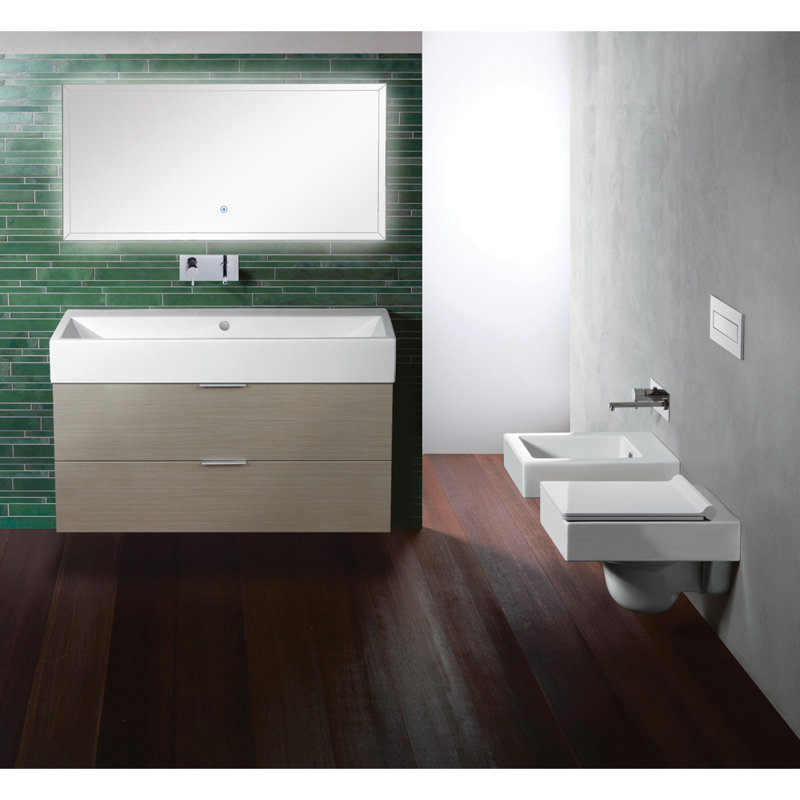 Rivas Flat Wall Mirror, 21.65" H x 47.24" W