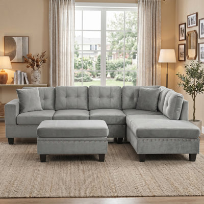 Canapé modulaire en L 105 po en L gris