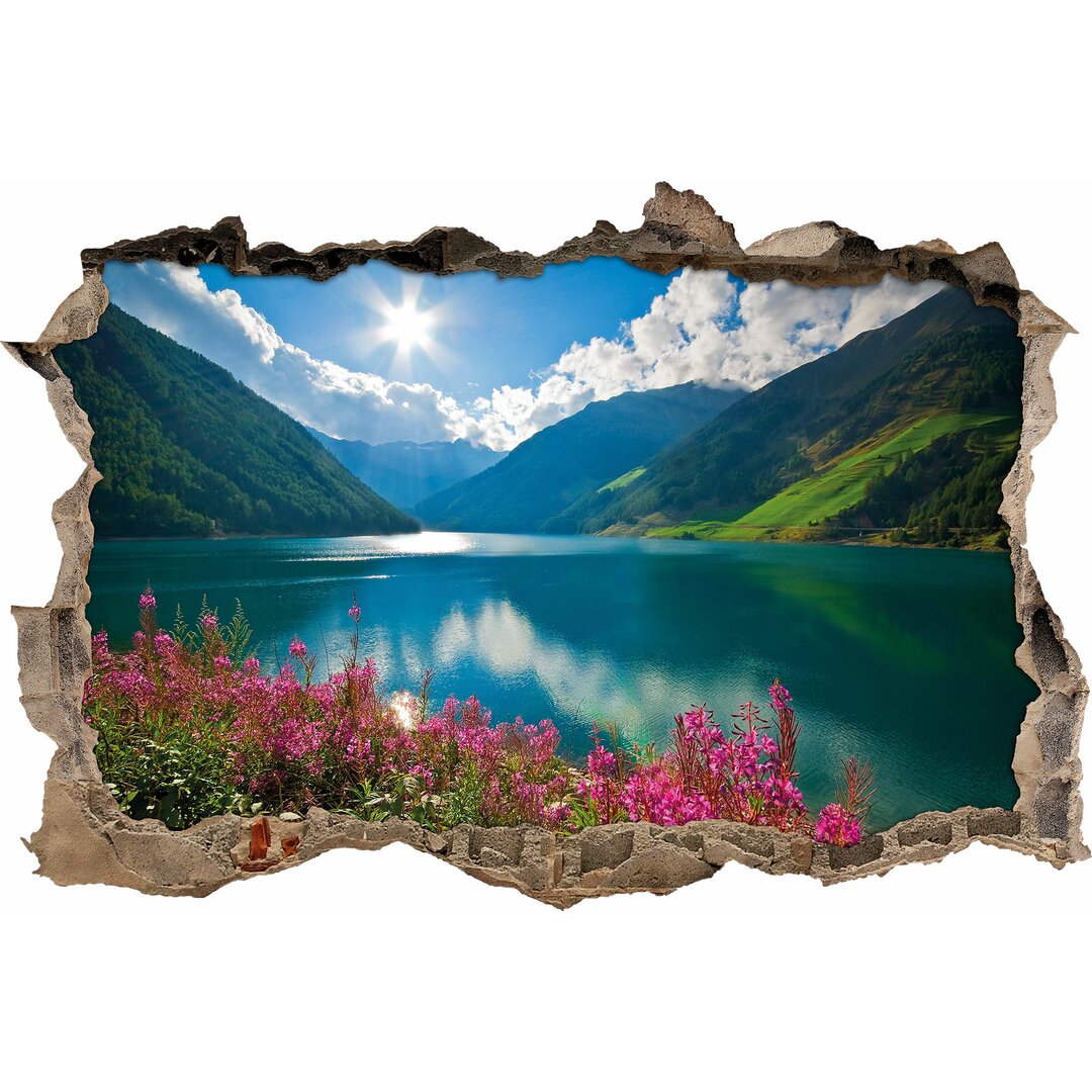 Wandtattoo Bergsee mit Blumenwiese