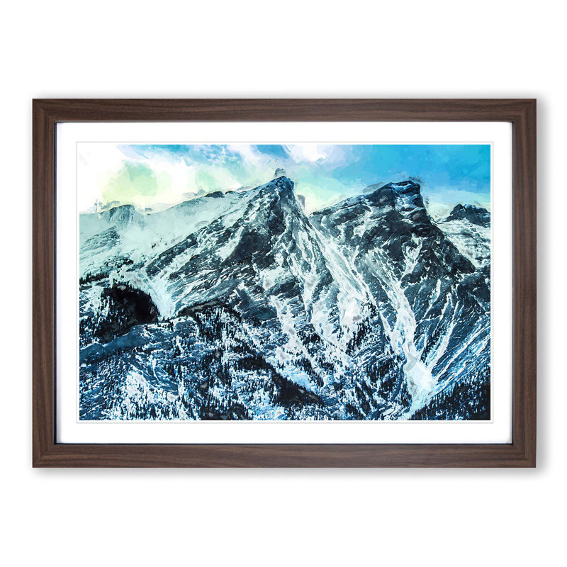 Mountain Tops in Canada in Abstract - Picture Frame Graphic Art Print, Walnut Framed, 27cm H x 36cm W x 2cm D