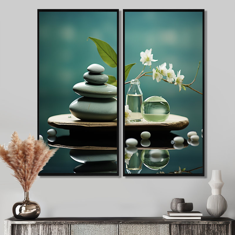 «Grey Green Meditation Abstract Serenity III - Spiritual Martial Arts», art mural, H 32 po x l 32 po, Noir