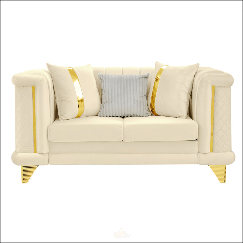 Causeuse en velours 69 pouces, Beige