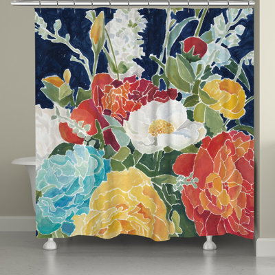Rideau de douche simple minuit fleurs Cardone