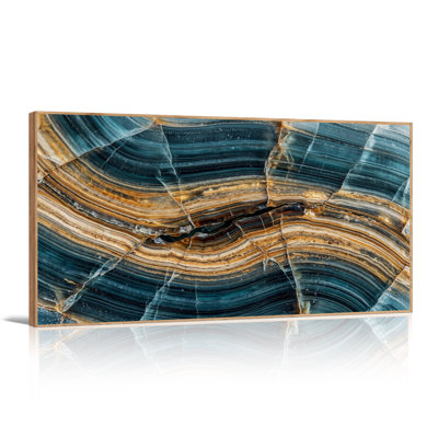 Blue and Brown Banded Agate Cross Section Canvas Wall Art