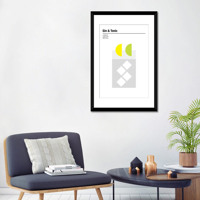«Gin & Tonic», impression sur toile, Papier d'art encadré noir, Blanc, H 32 po x l 24 po x P 1 po