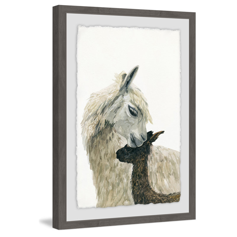 Momma Llama - Single Picture Frame Painting, 91 cm H x 61 cm W