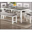 Ensemble de salle à manger 6 pièces blanc contemporain avec table, 4 chaises d'appoint et banc contemporain