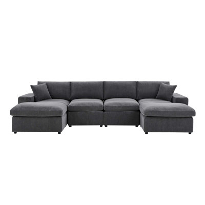 Corduroy Upholstered Symmetrical Modular Sectional