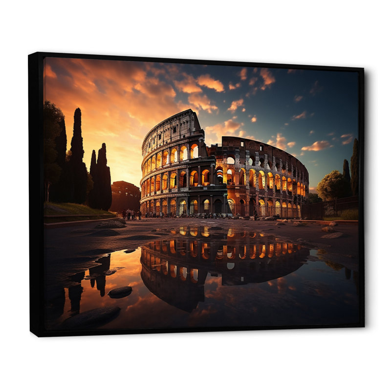 Italy Colosseum Colosseo - Italy Canvas Prints, 34" H x 44" W, Cadre flottant noir