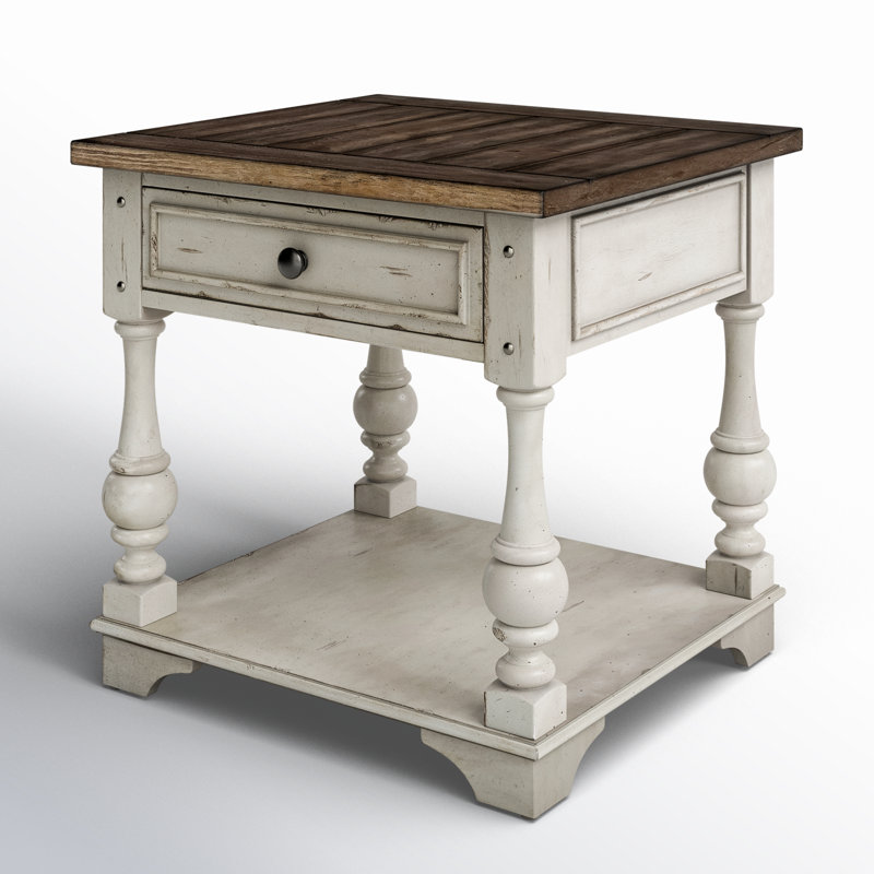 Morgan Creek Antique White and Tobacco 24'' Traditional End Table with Storage