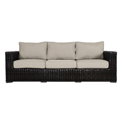 Woodham 91'' Wide Wicker Patio Sofa with Cushions