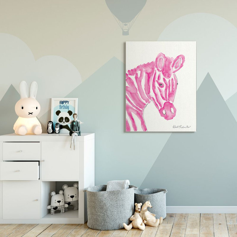 Kid's Zebra par Kait Roberts - impression d'art graphique, H 48 po x l 36 po x P 1,5 po, Toile tendue