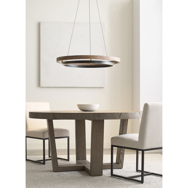 Grace 1 - Light LED Chandelier, 3.5" H x 35.8" W x 35.8" D, Weathered Oak, Matte Black