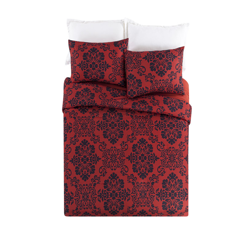 Damask Medallion 5-Piece Comforter Set, KIng Comforter + 2 Shams + 2 Throw Pillows