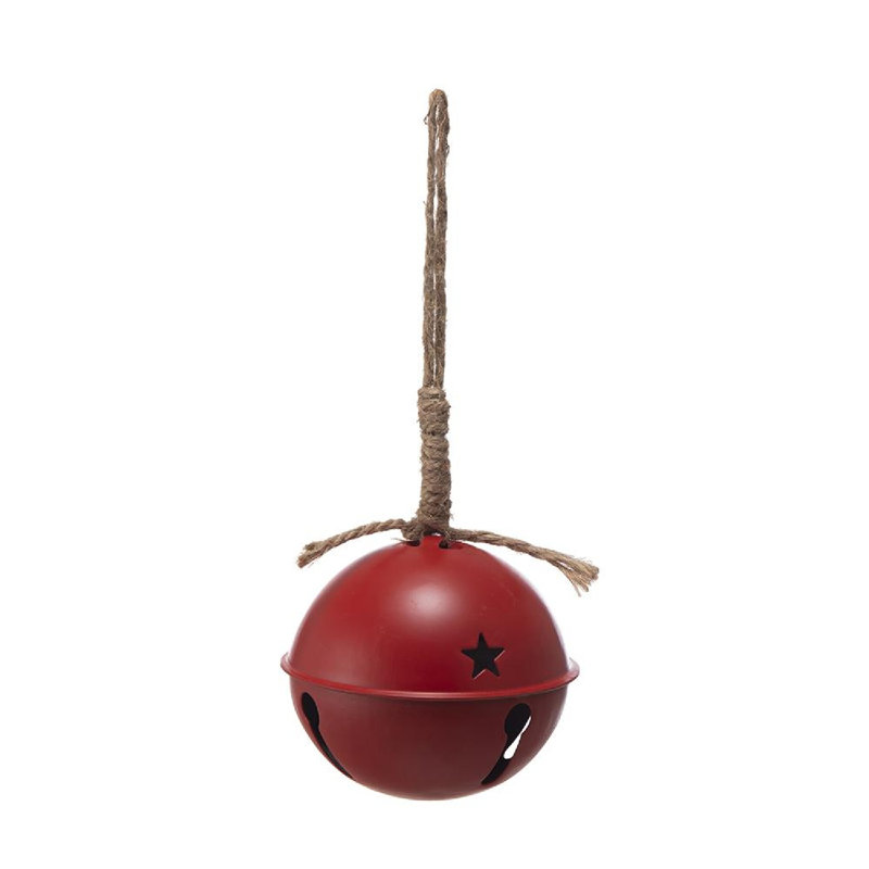 Set of 12 Red Metal Bell Christmas Ornaments