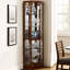 Vitrine 70 "H 70" avec dossier miroir en finition noyer