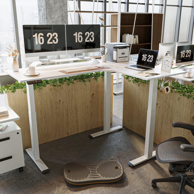 Juilo Adjustable L-Shaped Metal Base Standing Desk