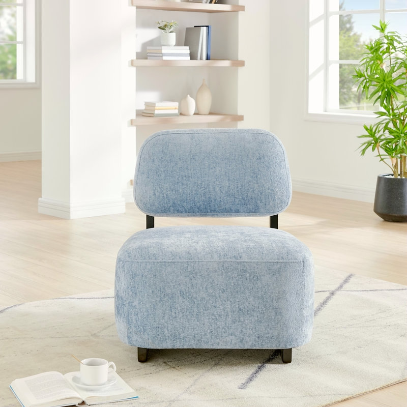 Chaise d'appoint moderne Solara avec structure en bois massif, Bleu