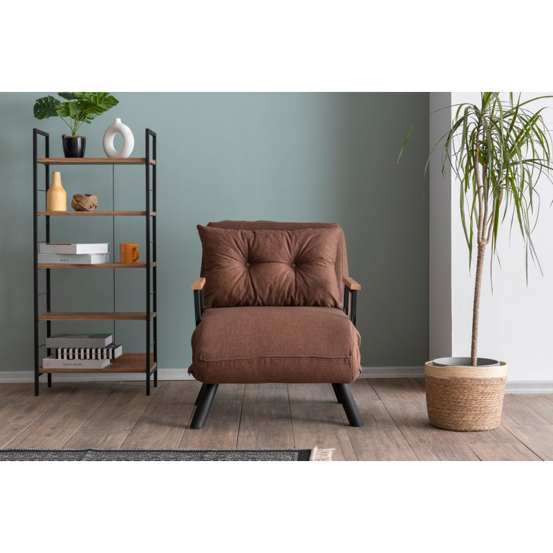 Fauteuil convertible Aakira, Lin brun clair
